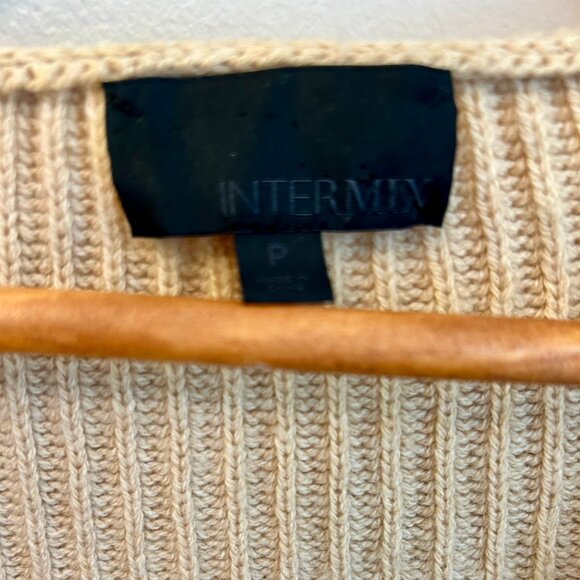 INTERMIX Haley Wool Cashmere Sweater V Neck with Button Detail & Bell Sleeve XS - Picture 5 of 12